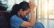 © peopleimages.com - Nurse, stress and woman with grief, anxiety and patient loss or bad news and overwhelmed in clinic. Mental health, sad and surgeon student with panic attack, healthcare fail or medical burnout