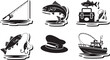 © zagrapic540 - Set of black and white fishing icons depicting angling and related equipment