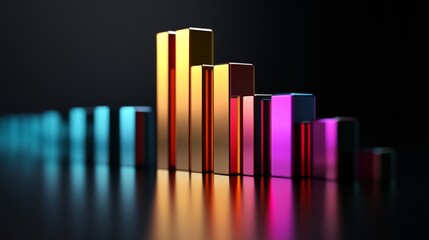 Poster - A professional business bar graph displaying sales data, with colorful bars on a sleek dark background, highlighting growth trends and performance metrics for clear visualization.