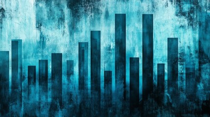 Fototapete - A visually engaging business bar graph with bars in varying heights, arranged in a wave pattern, symbolizing market trends, displayed on a textured background.
