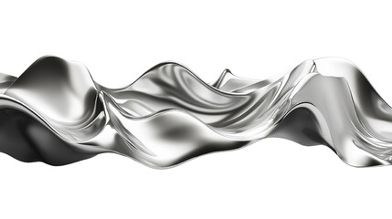 Poster - Abstract Silver Fabric Waves Flowing on White Background Presentation