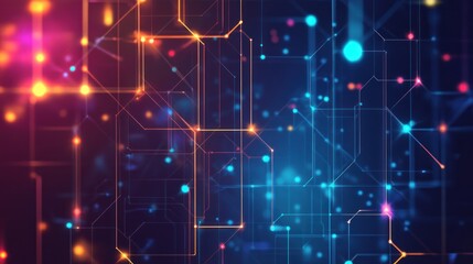 Wall Mural - abstract digital network connection, glowing lines and nodes, technology background.