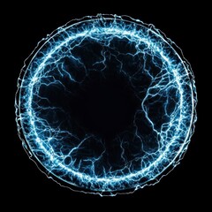 Wall Mural - abstract blue electric ring on black background.