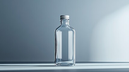 Glass bottle isolated transparent mockup for beverage or cosmetic packaging product display