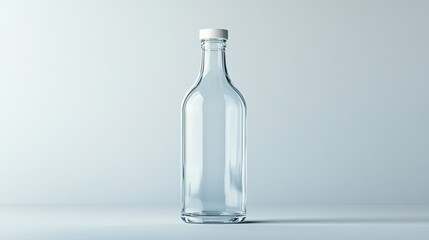 Glass bottle isolated translucent mockup for product display in beverage or cosmetic packaging