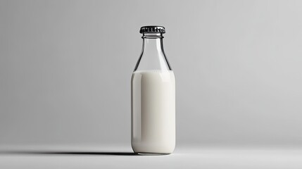 Glass bottle milk mockup isolated transparent for dairy product packaging and display