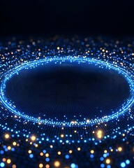 Wall Mural - Glowing blue circular energy field with sparkling particles