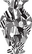 © Rysak - A dynamic black and white abstract composition utilizes intersecting geometric shapes and .