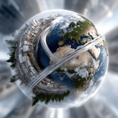 Fototapete - A globe with a city on it