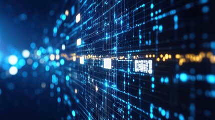 Wall Mural - abstract digital data stream flowing through a network.