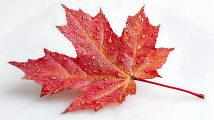 Poster - Red maple leaf is shown on a white background