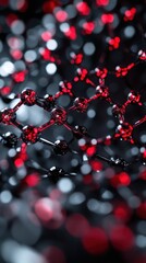 Wall Mural - abstract red and black network structure with bokeh background.