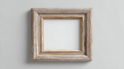 Poster - Square rustic wooden frame with a natural finish, perfect for displaying photos or artwork, set against a white or