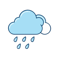 Wall Mural - vector illustration of blue rain cloud with raindrops for weather forecast and climate icon