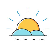Wall Mural - sunrise over the ocean waves vector illustration scenic morning sea landscape drawing design graphic