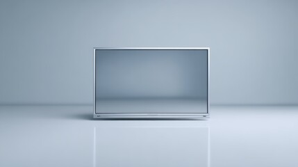 Fototapete - A sleek digital screen frame stands prominently against a clean gray backdrop, offering a modern aesthetic with plenty of copy space for various designs and concepts