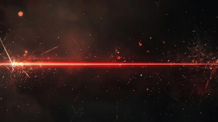 Wall Mural - red laser beam with particles and sparks in dark space.