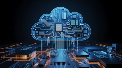 Digital Cloud Technology Infrastructure Background Illustration Computing System Integrated With Electronic Components And Circuitry Future Innovation Of Global Network Structure