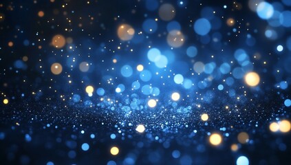 Sparkling blue and gold bokeh background for celebration
