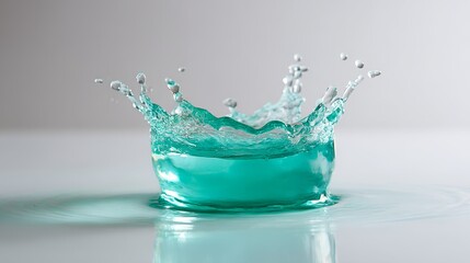 Leinwandbilder - A vibrant torrent of turquoise water bursts into mid-air, showcasing a stunning splash effect isolated on a clean white backdrop with ample copy space
