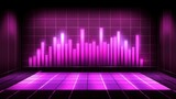 Dynamic purple equalizer stage backdrop showcasing modern audio visualizer in a vibrant electronic music event or festival context