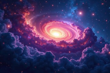 Wall Mural - Swirling nebulae, vibrant stars, cosmic dust clouds, energy, black hole, outer space