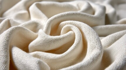 Poster - Woven white canvas fabric creates a detailed texture display with fine fibers and natural shadows, leaving space for text and designs on the right side