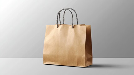 An isolated mockup of a paper shopping bag on a clear background for use in retail product displays