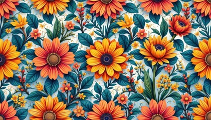 Wall Mural - intricate, flowing floral design, continuous pattern , purple, illustration, retro