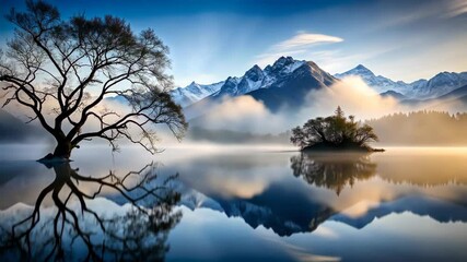 Poster - Serene Lake Reflections A Timeless Symphony of Nature's Beauty