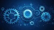 © Artajar - Connected system of blue digital gears and wheels on a dark background representing technology and engineering advancements