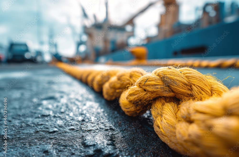 Securing Line Secure Cable Lines on Industrial Dock, Strong Hold, Ship Support ...