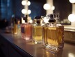 © Anjar Stock - Elegant perfume bottle collection arranged on a vanity table with blurred background