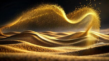 Poster - Golden sand dunes with a swirling, sparkling stream of gold dust