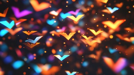 Abstract colorful V-shaped objects in motion