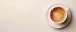 © Molly P - Top down aerial view of hot coffee with coffee cup placed on various textured background. Flatley background image of coffee with late art with vibrant color background. Aromatic drink design. AIG55.