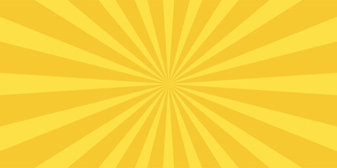 Yellow banner with Sun rays, yellow lines background, light