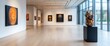 © rambat - Elegant art gallery with abstract paintings and a unique sculpture exhibit
