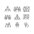 © Metehan - Workshop set of web icons in line style. Business Workshop icons for web and mobile app. Containing team building, teamwork, coaching, meeting, managing, coaching, motivation and more