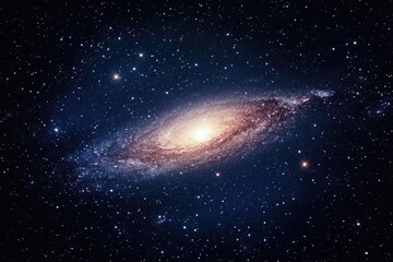 Wall Mural - spiral galaxy bathed in cosmic dust, swirling in deep space. vast expanse of stars and nebulae