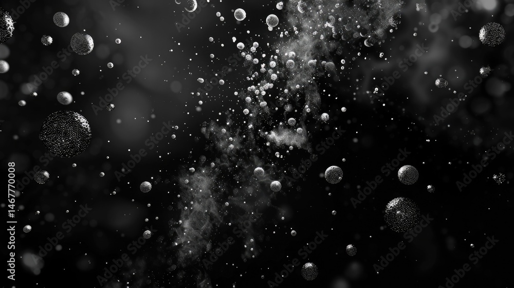 Floating Particles Backround This image features floating particles against a black background ...