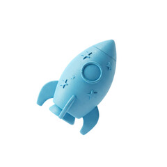 Poster - blue toy rocket ship with stars