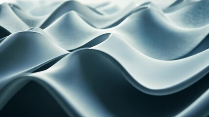 Abstract 3D waves background in soft blue color. Interior architectural forms