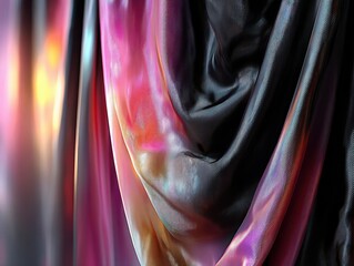 Poster - Elegant Drapery with Vibrant Color Transitions and Textures