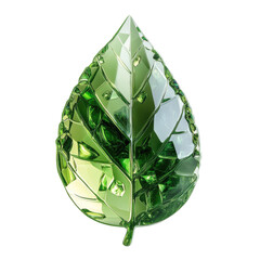 Glass leaf piece nature showcase decorative object isolated on transparent background