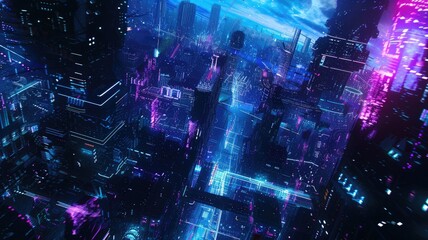 Abstract of digital shape or line and technological cyber style particle design connect in surreal electronic shape designing. High tech scenery express seamless pattern perfect for wallpaper. AIG53.