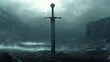 © Mood - A lone sword, planted firmly in a misty landscape, hints at a lost kingdom