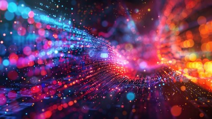 Abstract of digital shape or line and technological cyber style particle design connect in surreal electronic shape designing. High tech scenery express seamless pattern perfect for wallpaper. AIG53.