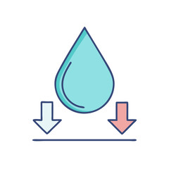Wall Mural - water drop falling down with arrows infographic concept for hydrology and weather forecast