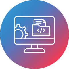 web development line gradient circle background icon